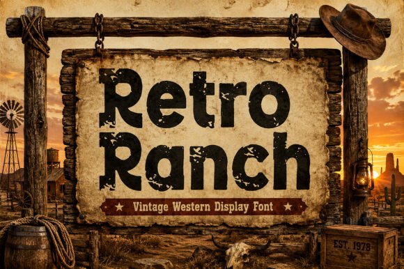 Retro Ranch: A Bold Vintage Font for Authentic Brands