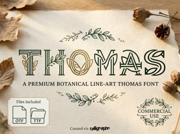 Thomas: The Botanical Line-Art Font for Modern Branding